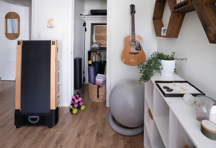 Walking treadmill, weights & light home gym equipment