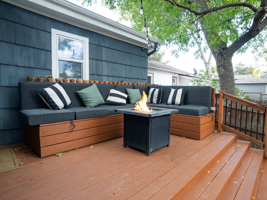 Cozy fire pit, with stunning views of Pikes Peak, is definitely a guest favorite