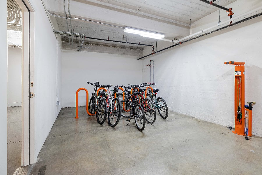 Bike storage on property in the basement level