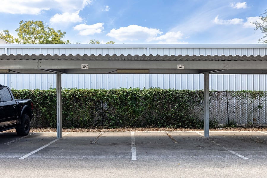 Covered parking in main parking lot