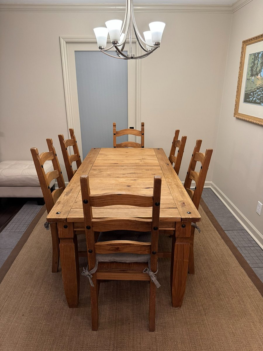 Kitchen table and pocket door into the pantry