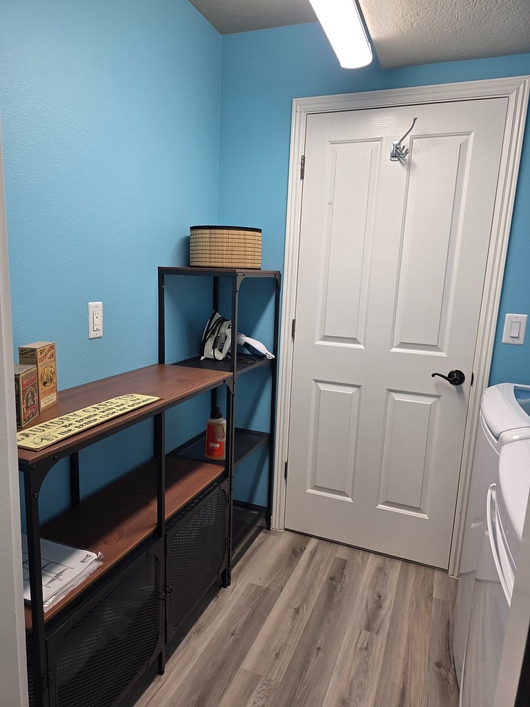 Renter laundry room shelving.
