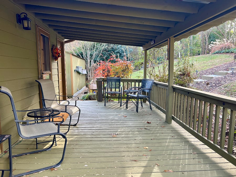 Private covered back porch