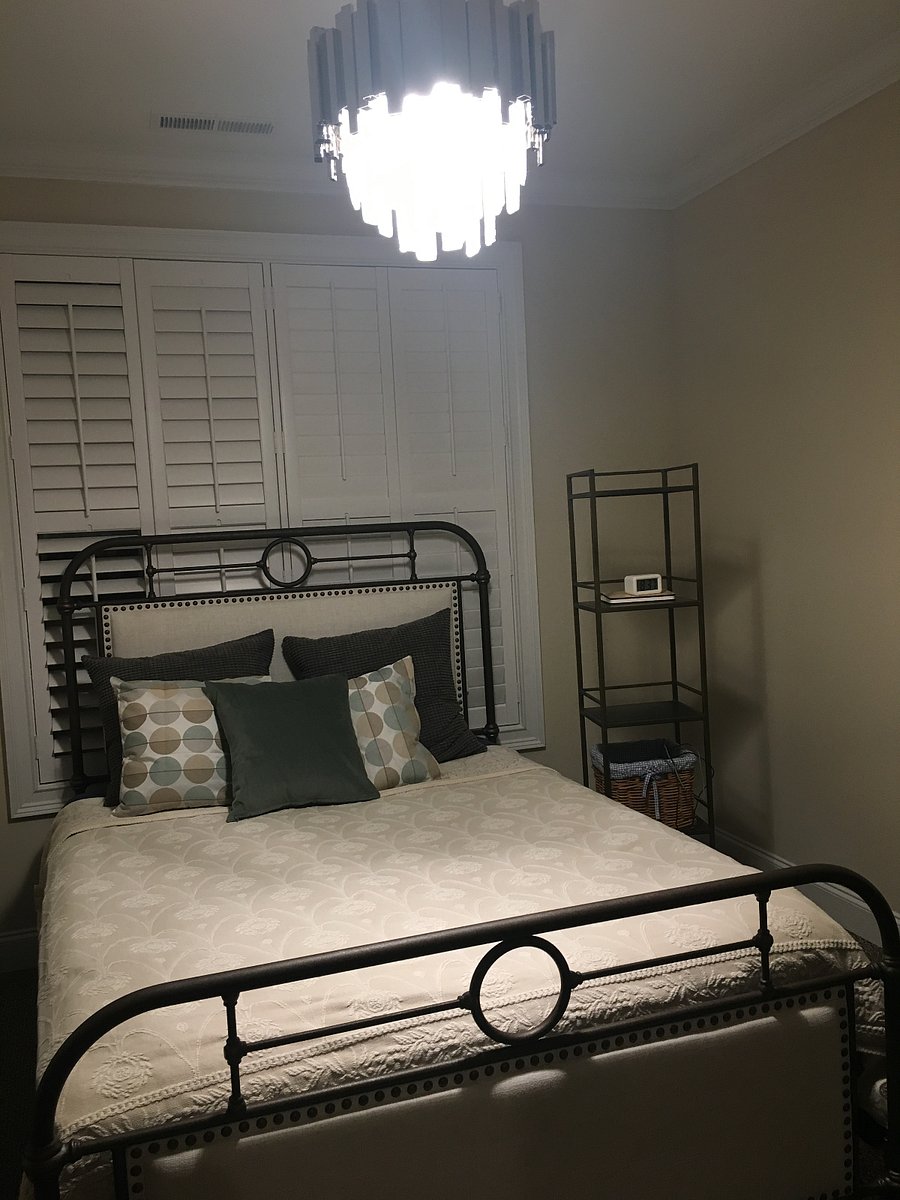 Second bedroom, however, the window treatments are different
