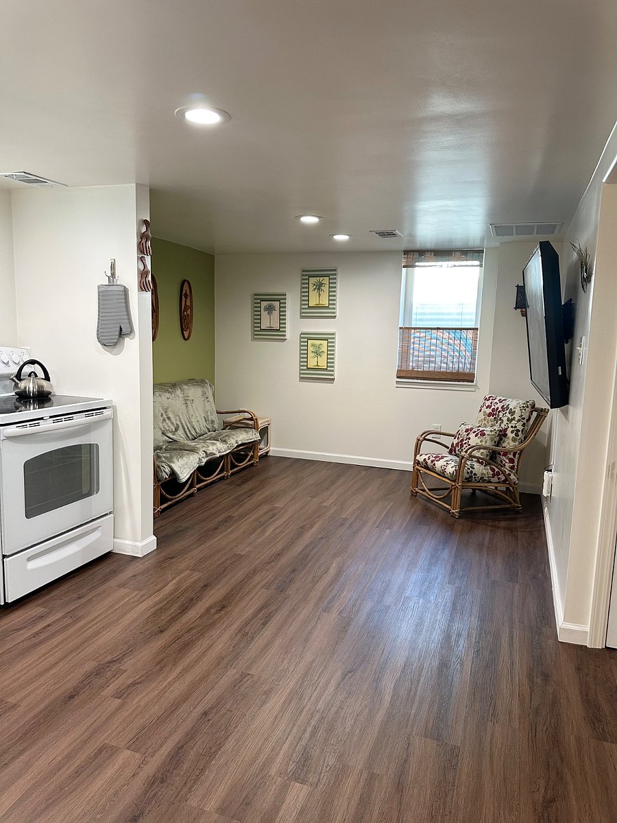Living room, kitchen, and dining room are all open to each other.