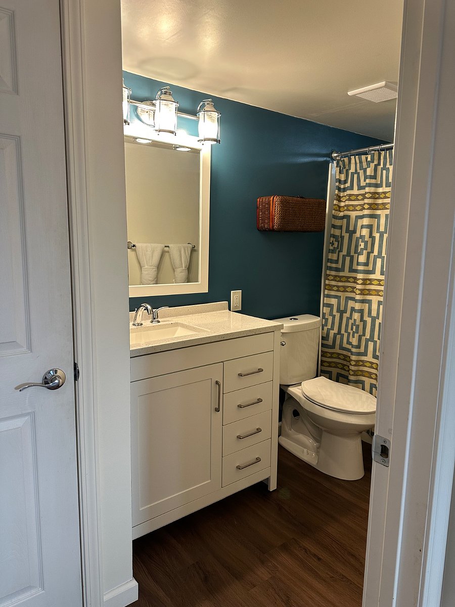 Linen closet in the full bath for extra storage of necessities.