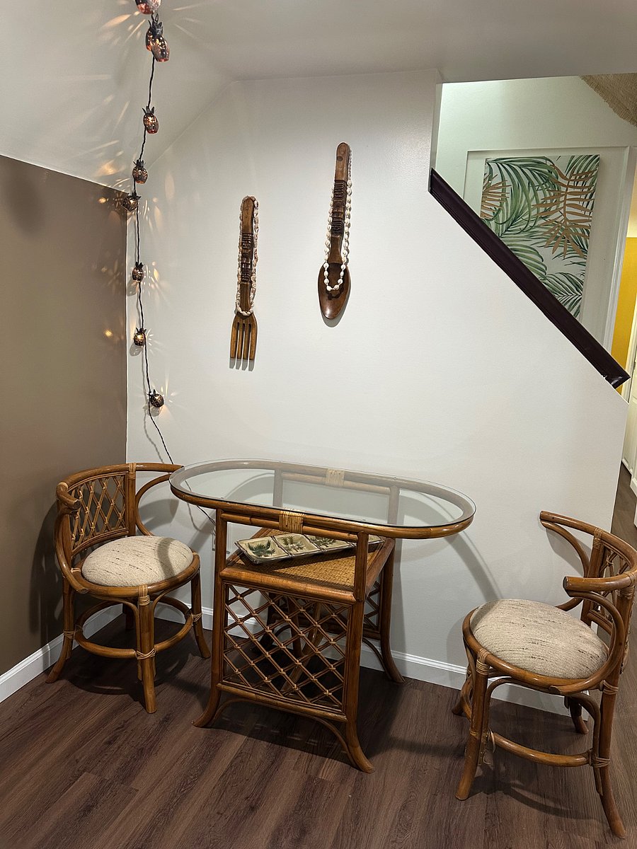 Bamboo dining table is perfect for this spot!