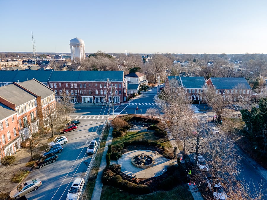 Aerial view of the neighborhood