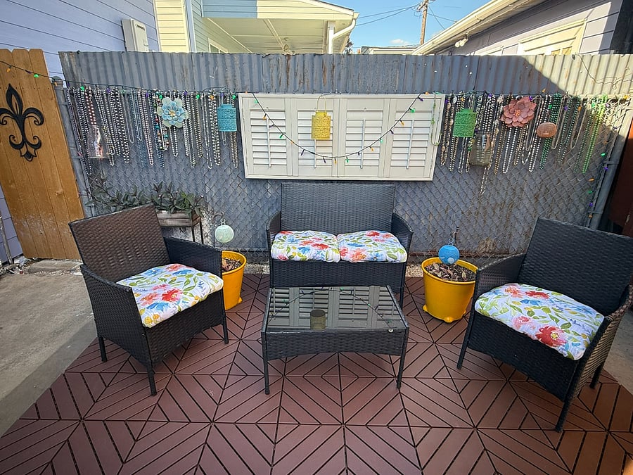 Shared backyard. Extra storage in shed.