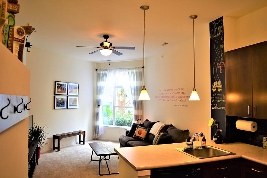 High ceilings throughout and decorated to showcase local landmarks