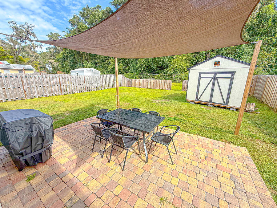 Back Yard with Grill/Griddle. Backyard is FULLY fenced in 