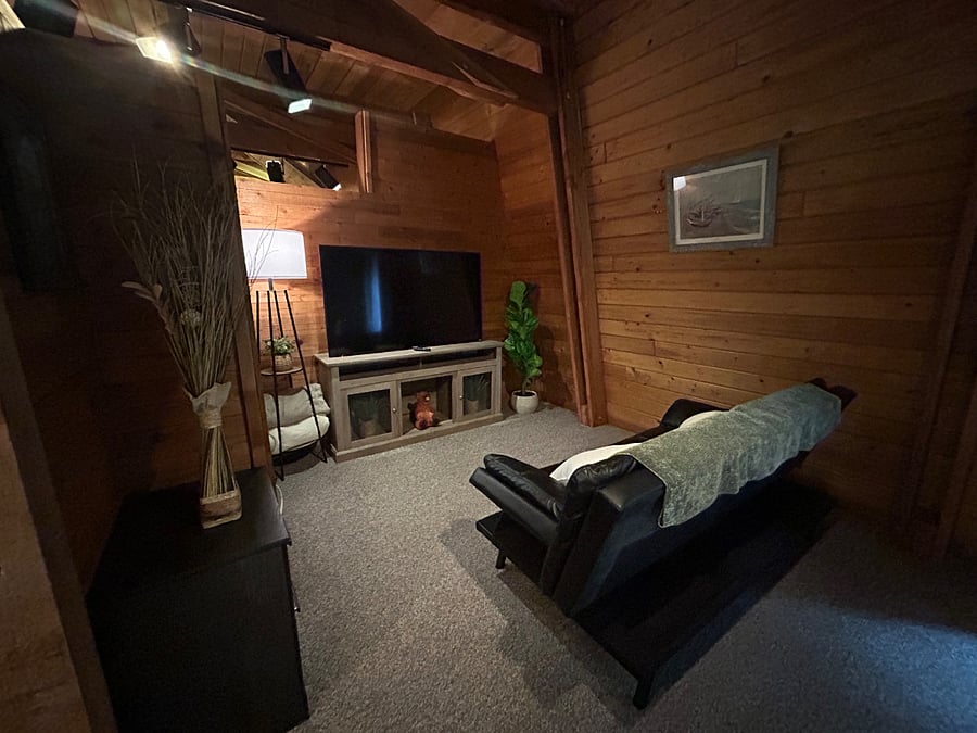 Living Room: Futon couch and smart tv