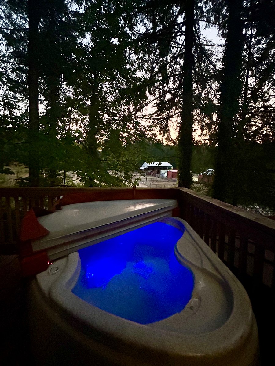 Private deck: Hot tub and a peek at the neighboring horse barn