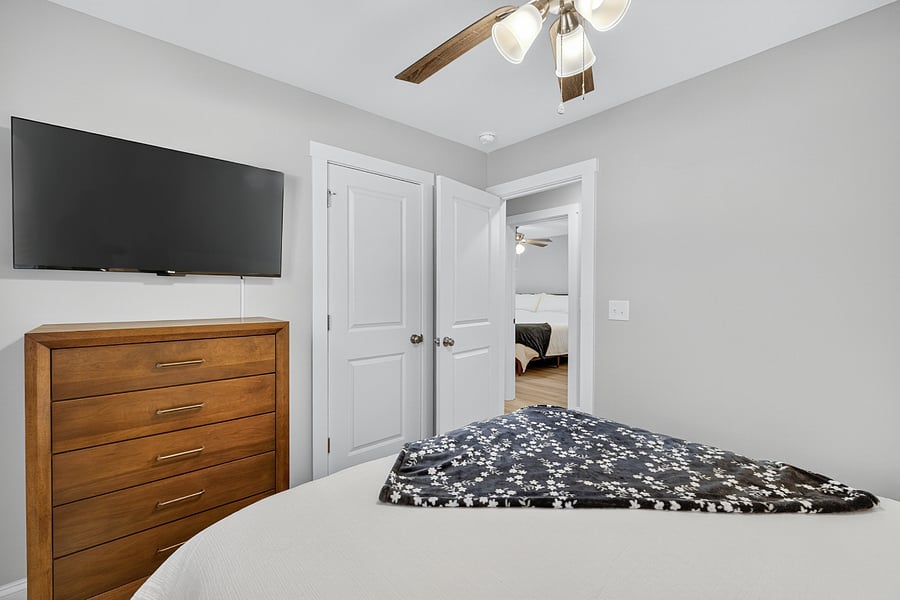 Third bedroom with Roku TV and queen bed