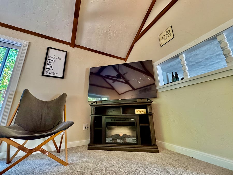 TV room with fireplace