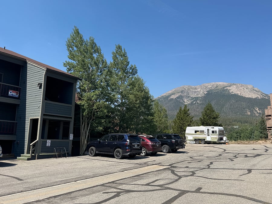 Parking lot in front of building 2 looking toward Buffalo Mountain.
