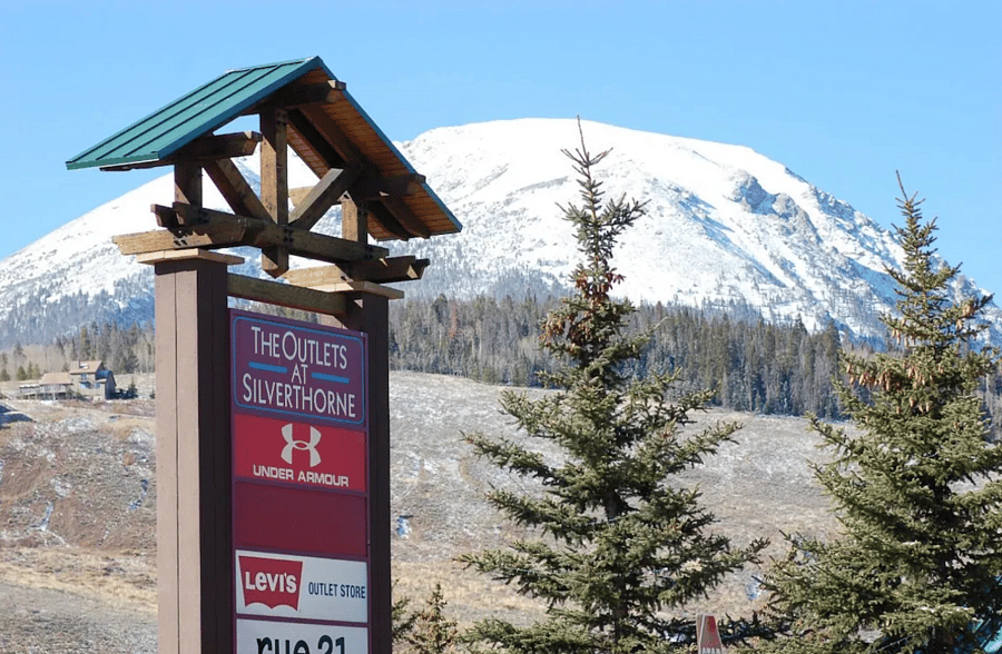 Outlet stores, just down the hill. Buffalo Mountain behind.
