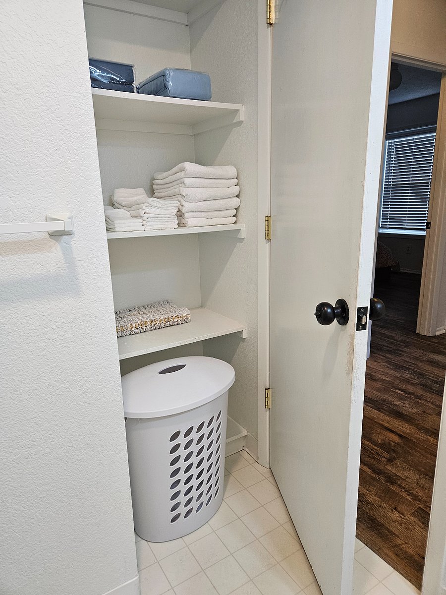 Ample storage available, and stocked with linens.