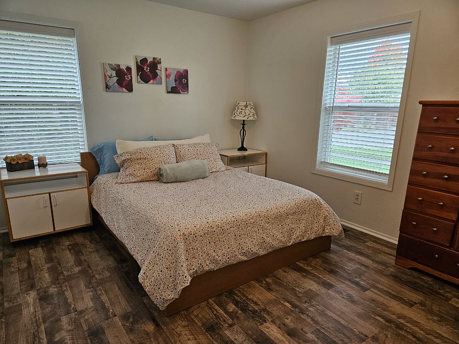 Primary bedroom with queen bed