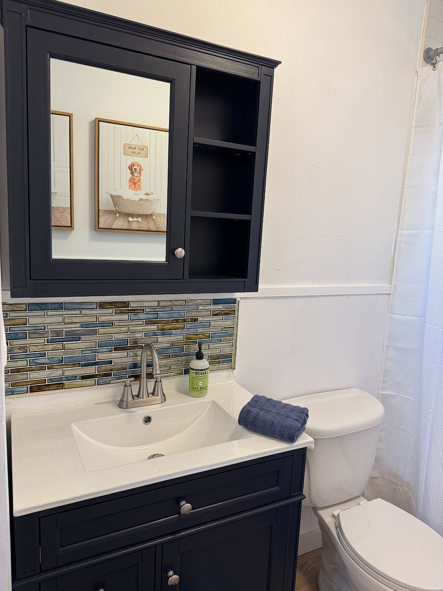 Bathroom vanity, storage underneath and on top