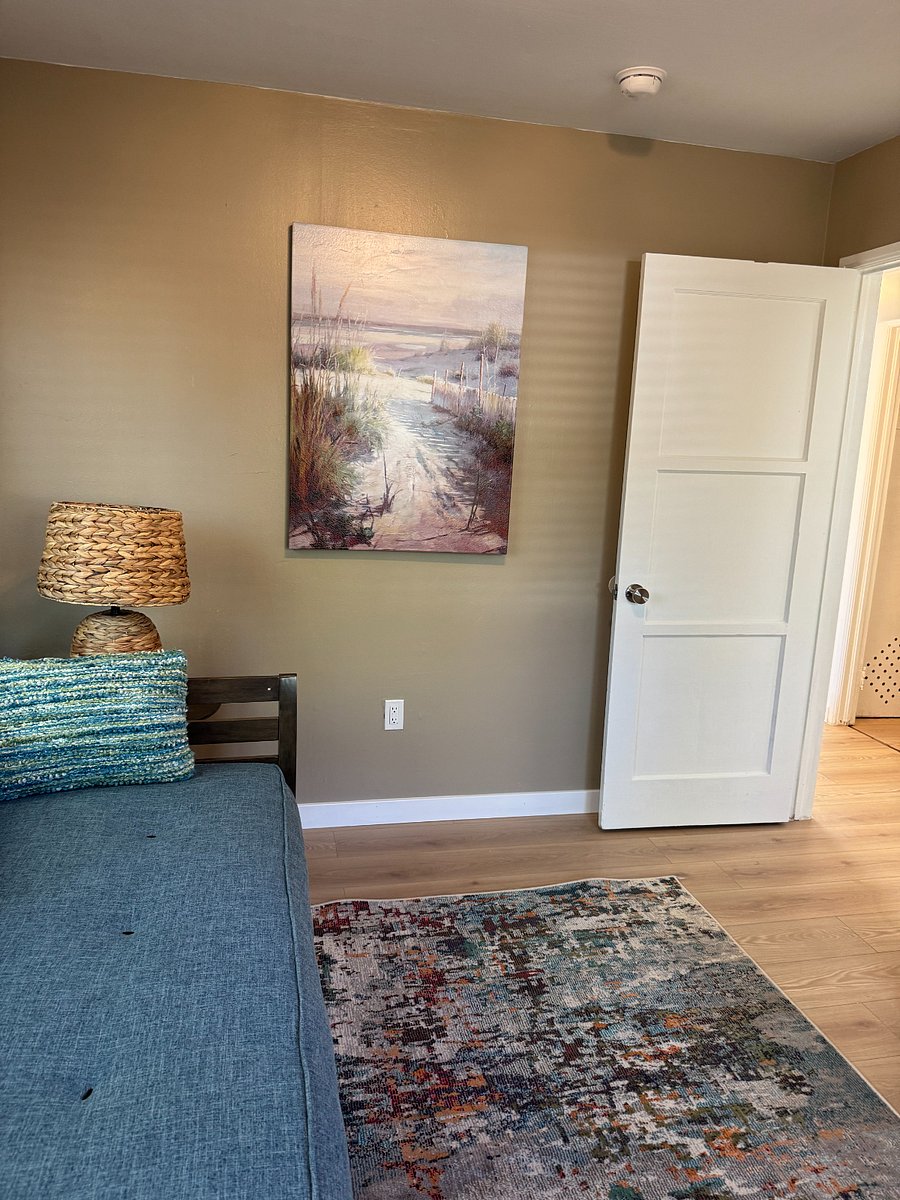 Guest room will have 6 drawer dresser and tv mounted on wall above, small rolling computer desk