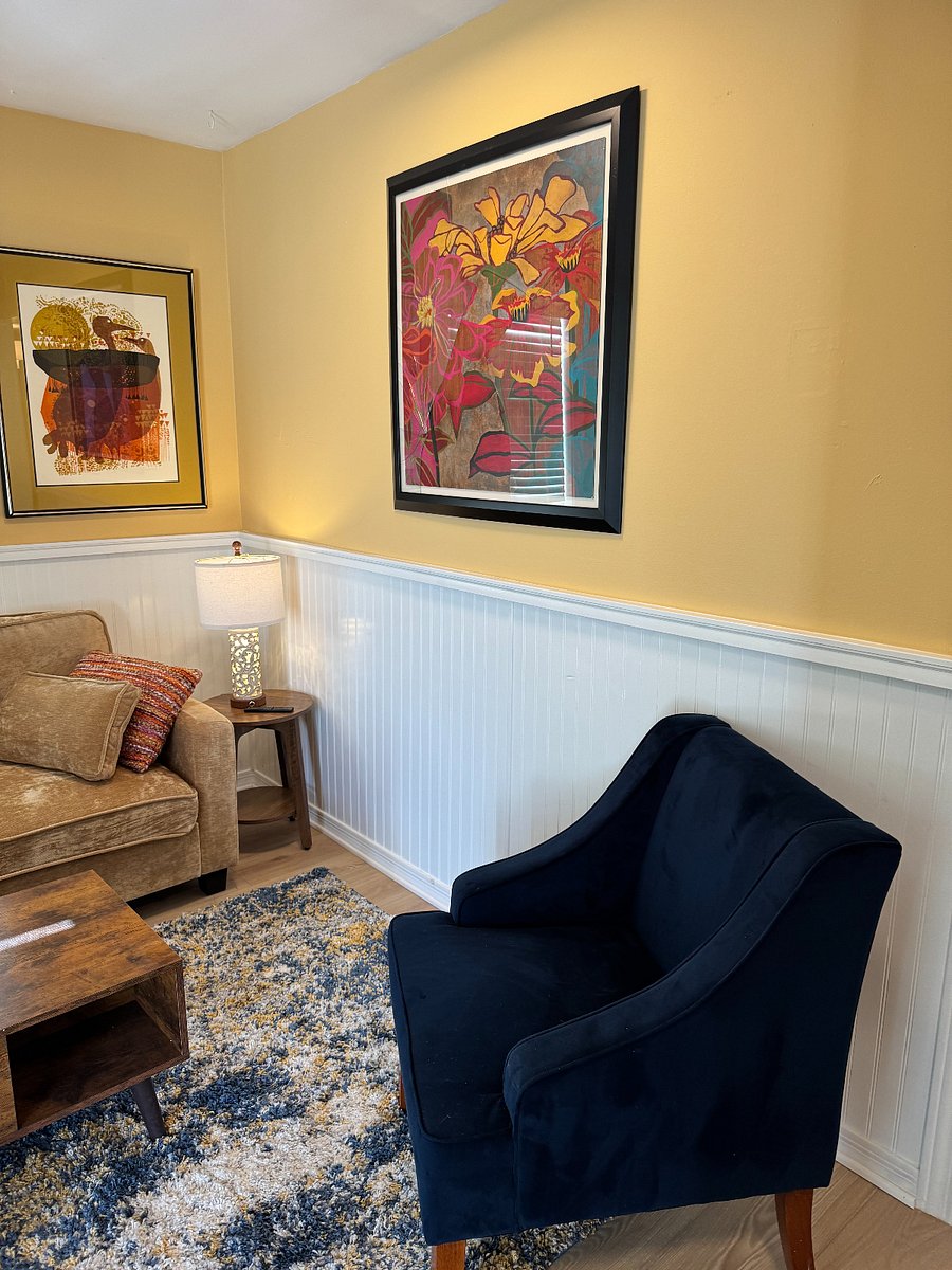 Living Room, coffee table raises up for work station or dining area