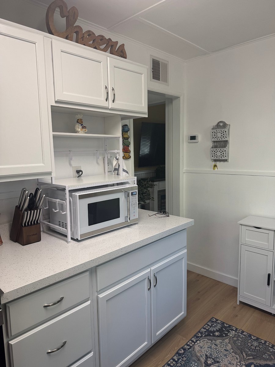 Microwave and shelf for storage