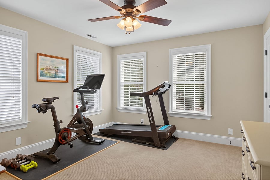 BR 3- currently set up as a gym with Peloton, treadmill, and TV