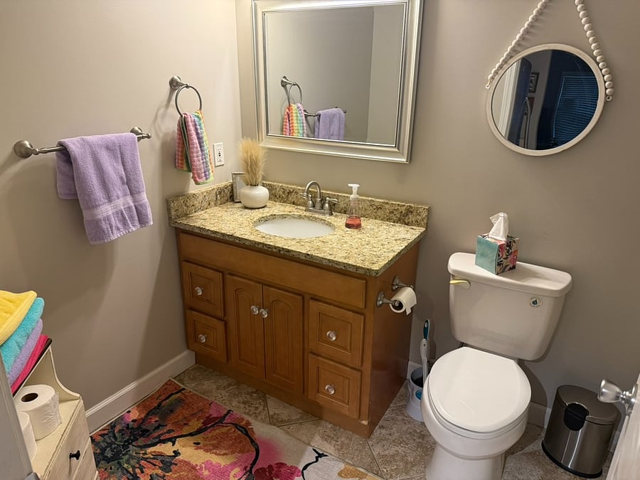 Downstairs full bathroom with walk in shower