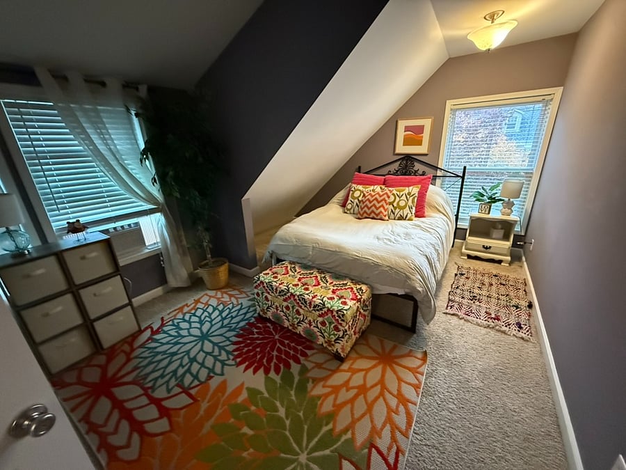 Bedroom 2 - Queen size bed with closet and small drawer unit and shelf.
This room has a new window AC unit for extra cooling.