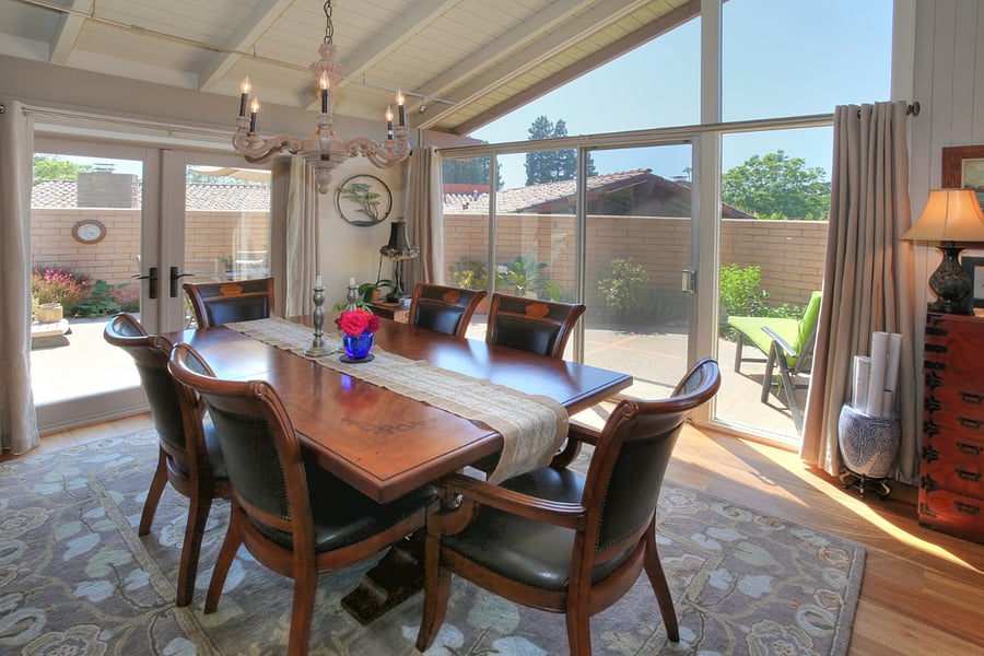 Dining area looking out at the patio (now has mature plantings grown up)