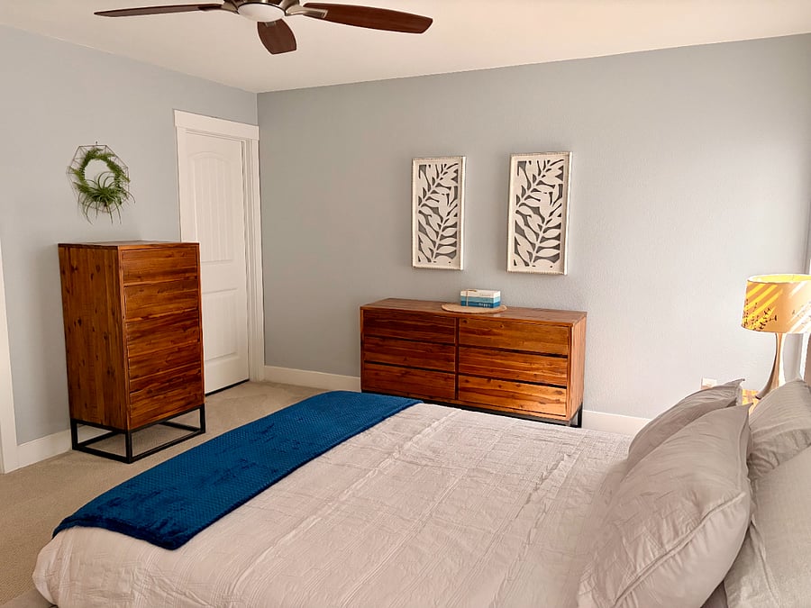 Master bedroom, looking towards ensuite
