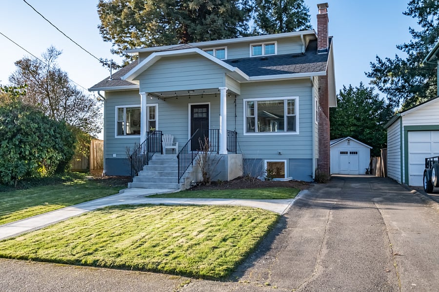 Street view. The home is in the McLoughlin Historic District among many historic homes. 