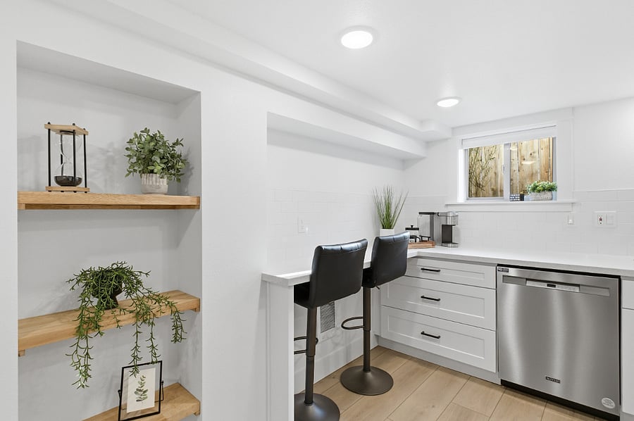 Bar seating in kitchen