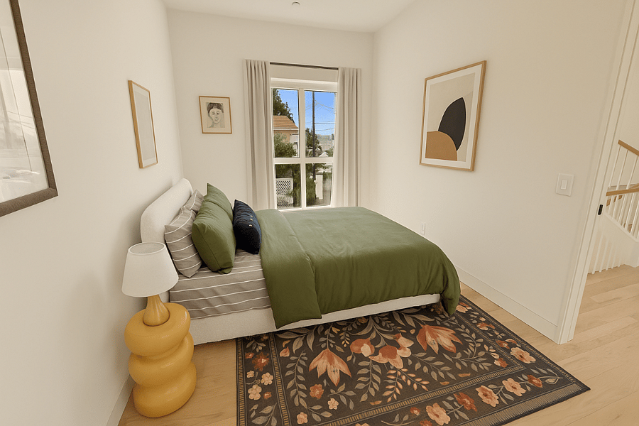 second bedroom with a double size bed