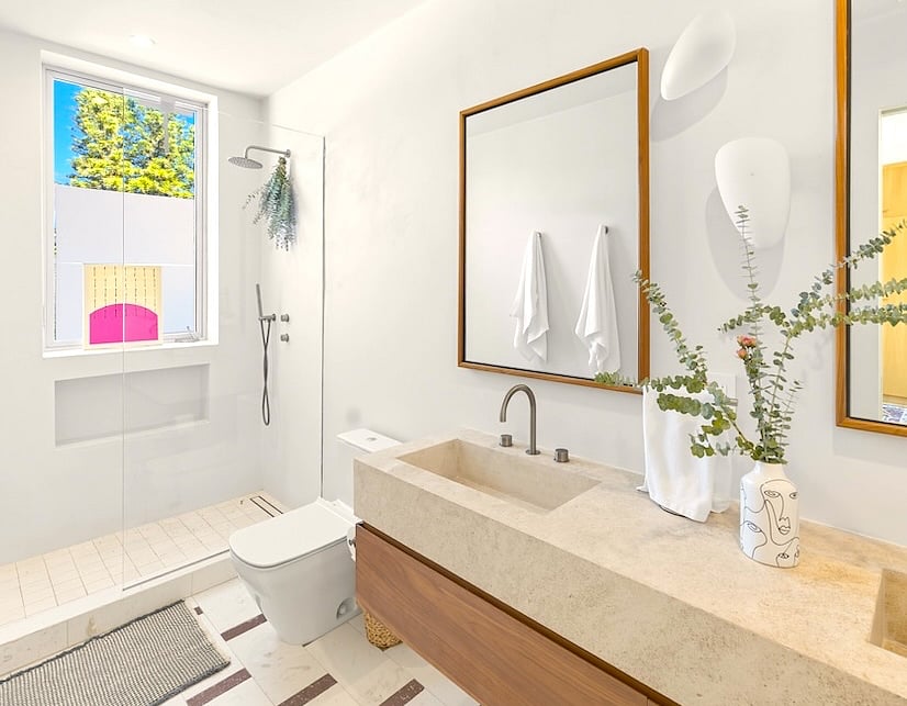 Primary full bath - attached. Double sinks and rain shower