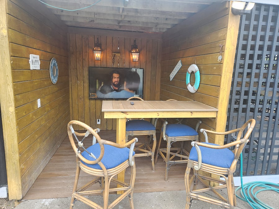 TV near poolside