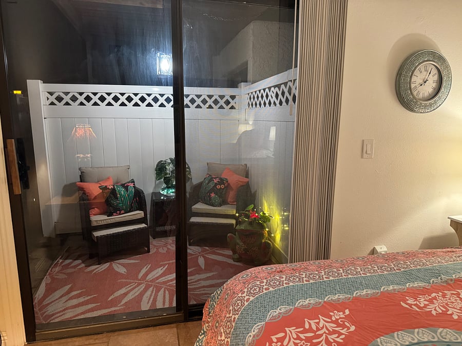Master bedroom with outside sitting area.