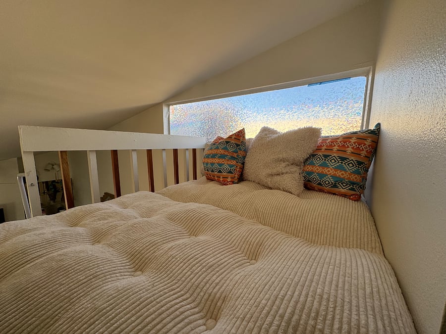 Loft area with bed expanded.
