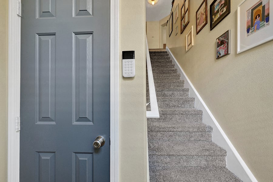 SimpliSafe video doorbell camera. The supplies closet stays fully stocked for your entire stay
