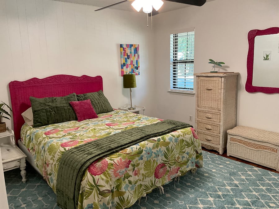 Bedroom 2 with queen bed, large closet and small dresser