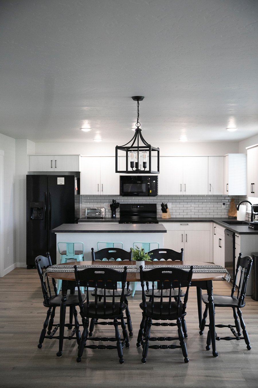 Fully stocked kitchen. Everything you can think of we have. We even have 2 high chats in the pantry along with cleaning supplies, broom, swiffer and a vacuum and sprays with rags so you are able to feel at home !!  