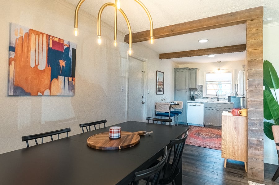 Open kitchen/dining combo providing easy access 
