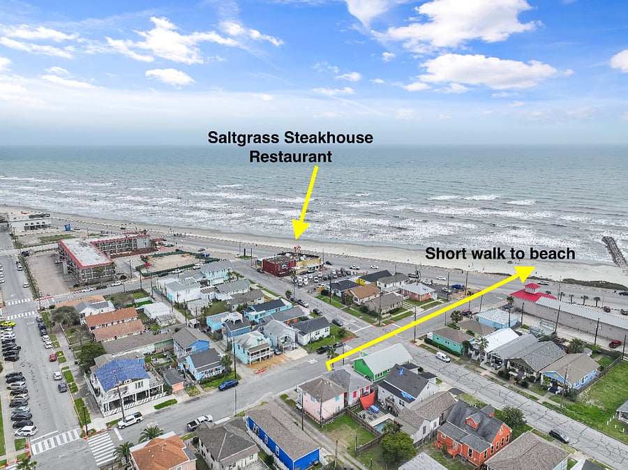 Walk to Beach | Seawall | Saltgrass Steakhouse Restaurant