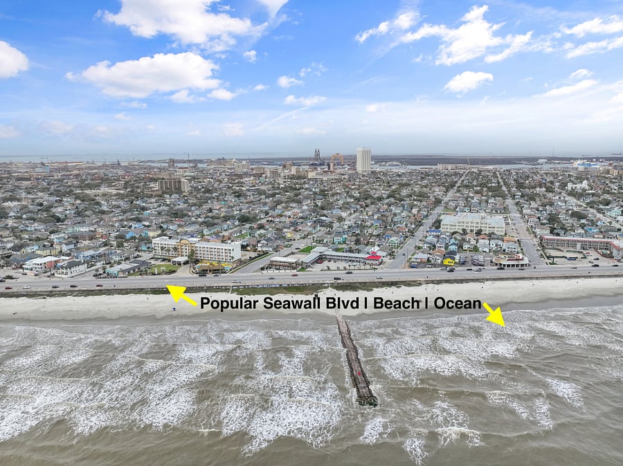 Gulf Beach and Ocean Just Steps Away from this Galveston Vacation Rental