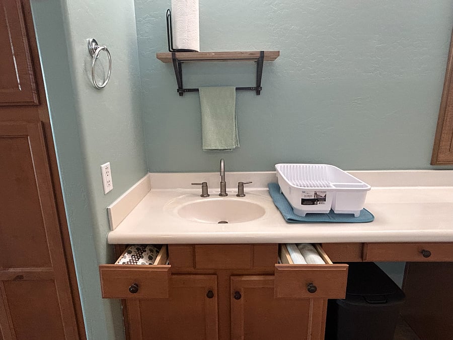 A higher faucet was added for easier dish and water bottle access