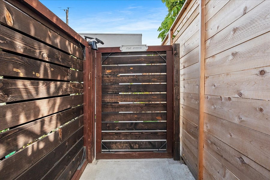 Gate entry to studio yard.
