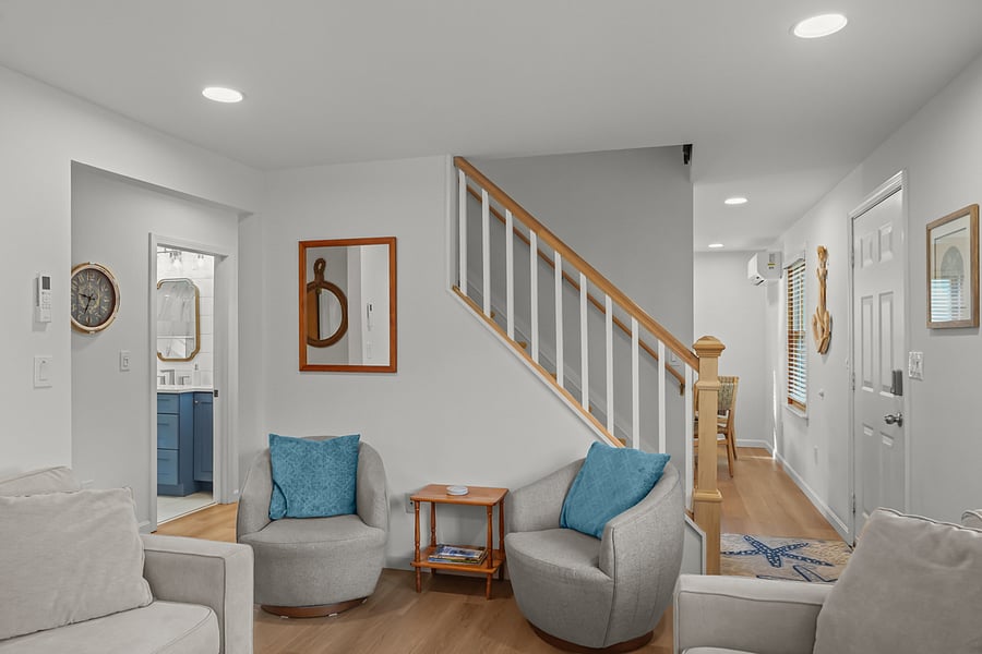 Living room showcasing the 'open concept' throughout the downstairs