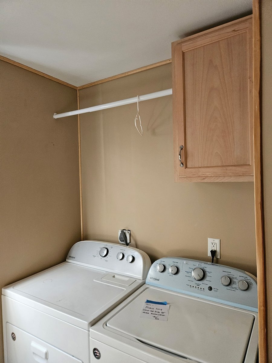 Washing machine and dryer in half bath