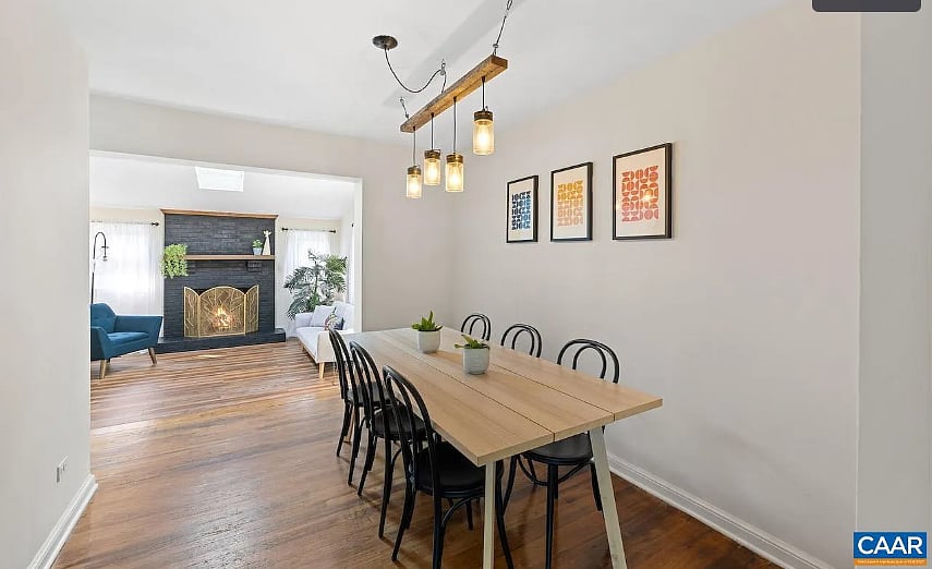 dining area with view of living room space